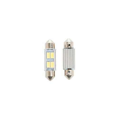 Lâmpada Led Miniatura: T10X36 SV8.5/ C5W 4-SMD/5730 1.1W 81LM 6000K - 2 Peças - Uso Geral