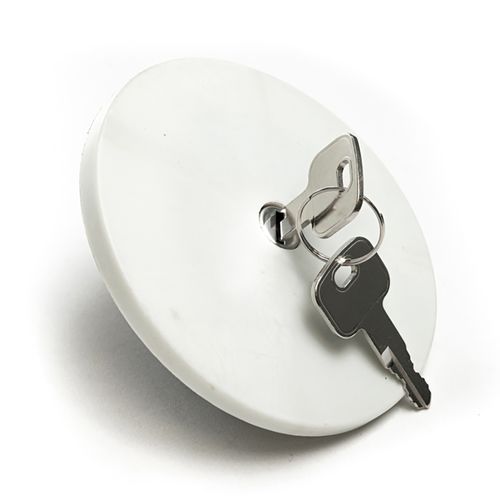 Tampa de combust. Vedada c/ cilindro e chave cinza modelo simples - Peugeot 206 99 à 09 - 207 08 à 14