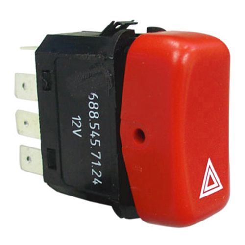 Tecla Aciona Pisca Alerta (Emergência) - Vermelho/Preto - 8 Pinos - Marcopolo/MB Ônibus