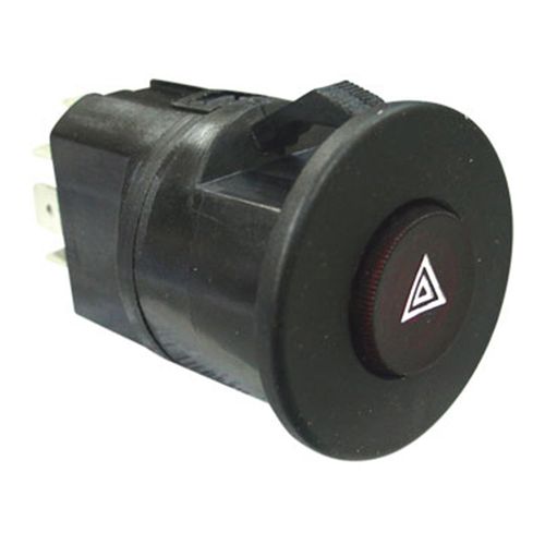 Tecla Aciona Pisca Alerta (Emergência) - Vermelho/Preto - Led: Vermelho - 24V - 8 Pinos - MB Ônibus/Caminhões