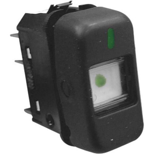 Interruptor de tecla (simples) – Preto / Luz: verde – 5 pinos – 24V – 1 posição – Com um indicador da posição – Sem retorno
