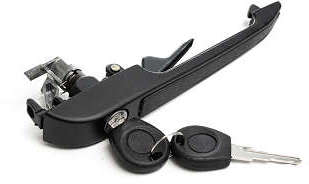 Maçaneta Externa da Porta Dianteira - Com Chave - Metal/Alumínio - Friso Preto - Direita - VW Gol GI 87 a 95 - Saveiro GI 87 a 97