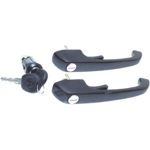 Par de Maçanetas da Porta + Cilindro de Ignição - Com Chave - Preta - Zamac - Dir./Esq. - VW Caminhoes