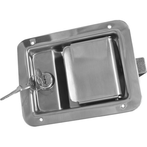 Maçaneta Externa da Porta (Grande) - Polída - Aço Inox - Com chave - Ônibus