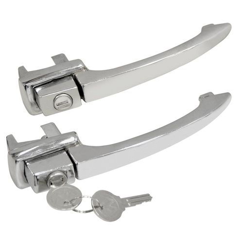 Par de Macaneta ext. da pta. C/chave cromado Expta.cao - Volkswagen Fusca 59 à 77 - Fusca 67 à 77