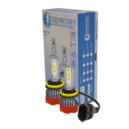 Par de Lâmpadas Led: H16 10/30V 25W COB - Temp. De Cor: 6000K - Lumen:3000LM - Uso Geral