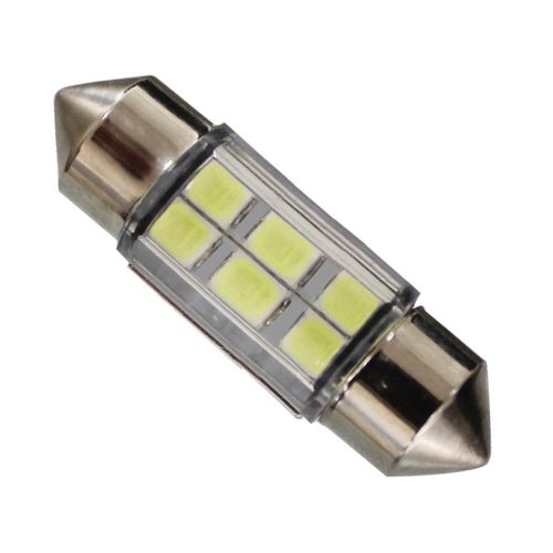 Lâmpada Led Miniatura: T10x41 SV8.5/ C5W 6SMD/5730 1.2W 110LM 6000K - 2 Peças - Uso Geral