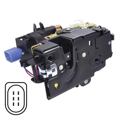 Fechadura da Porta Traseira - Elétrica - 6 Pinos - Esquerda - Volkswagen Polo Hatch após 02  - Polo Sedan após 02