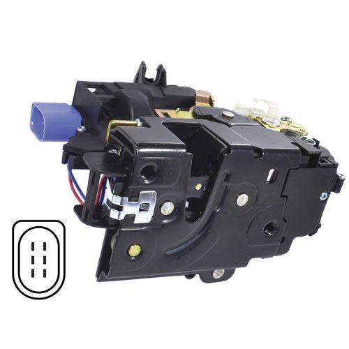 Fechadura da Porta Traseira - Elétrica - 6 Pinos - Direita - Volkswagen Polo Hatch após 02  - Polo Sedan após 02