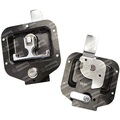 Maçaneta Externa "T" da Porta - Base: Preta/Puxador: Cromado - Com Chave - Aço Inox - Ônibus / Cabines / Baús / Uso Geral / Ambulâncias