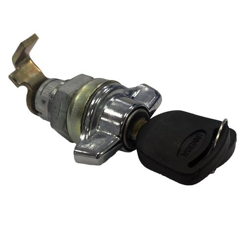 Maçaneta Externa da Porta - Cromada - Com chave – Giro à Esquerda - Completa (Porca, Calço e Lingueta Curta com Dobra) - Ônibus