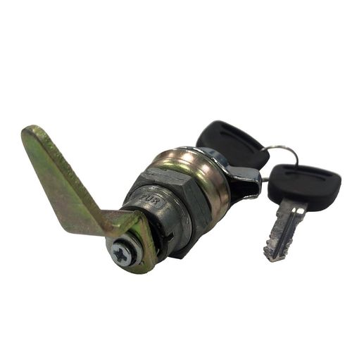 Maçaneta Externa da Porta - Cromada - Com Chave - Giro à Esquerda - Completa (Porca, Calço e Lingueta Comprida com Dobra) - Ônibus