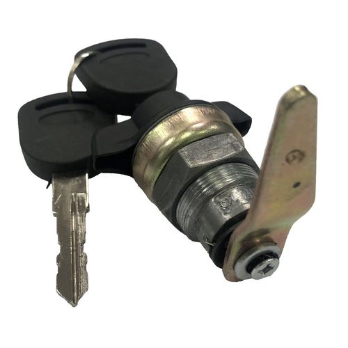 Maçaneta Externa da Porta – Preta - Com chave – Giro à Direita - Completa (Porca, Calço e Lingueta Comprida) - Ônibus