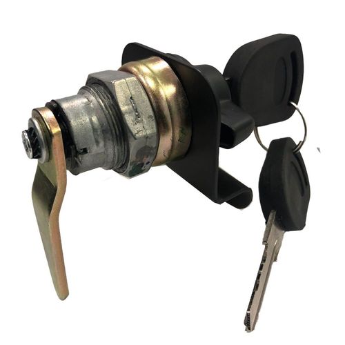 Maçaneta Externa da Porta - Com Puxador - Preto - Com Chave - Giro à Direita - Completa (Porca, Calço e Lingueta Comprida) - Ônibus - Adaptações