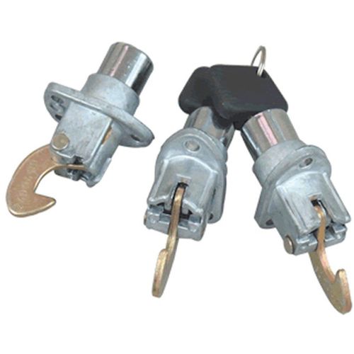 Jg. Cilindro (Botão) - C/Chave (Segredo Único) - Cromada (Fecho Gancho) - 3 Pçs. - Baús - Cabines - Uso geral - Ônibus