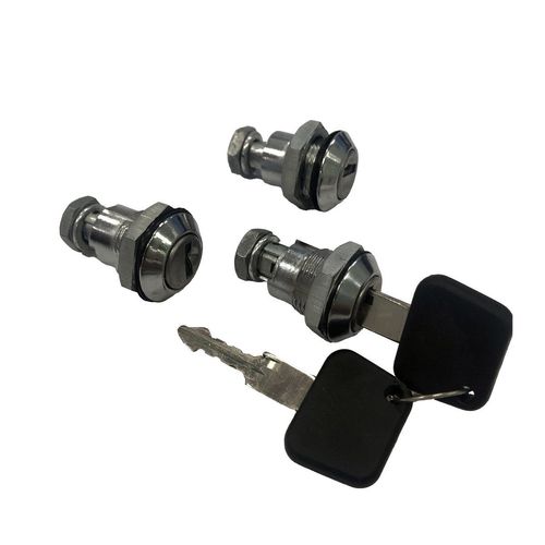 Jogo de Cilindro (Botão) - Cromada - Com Chave (Segredo Único) - 3 Peças - Ônibus - Uso Geral