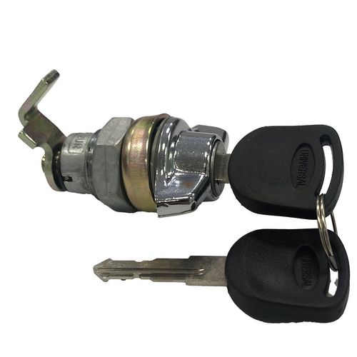 Maçaneta Externa da Porta - Cromada - Com chave – Giro à Direita - Completa (Porca, Calço e Lingueta Curta com Dobra) - Ônibus - Adaptações