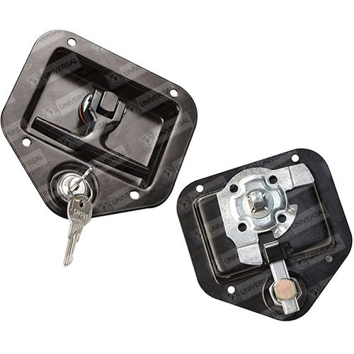 Maçaneta Externa (T) da Porta - Aço Inox - Preta - Com Chave - Ônibus