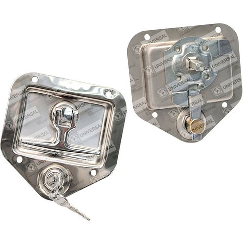 Maçaneta Externa (T) da Porta - Aço Inox - Polída - Com Chave - Ônibus