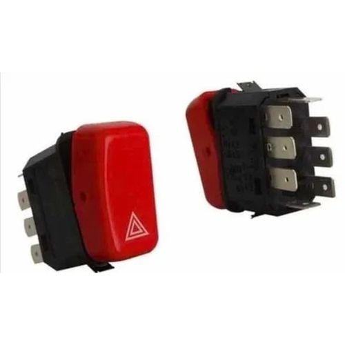 Tecla Aciona Pisca Alerta (Emergência) - Vermelho/Preto - 8 Pinos - Marcopolo/MB Ônibus