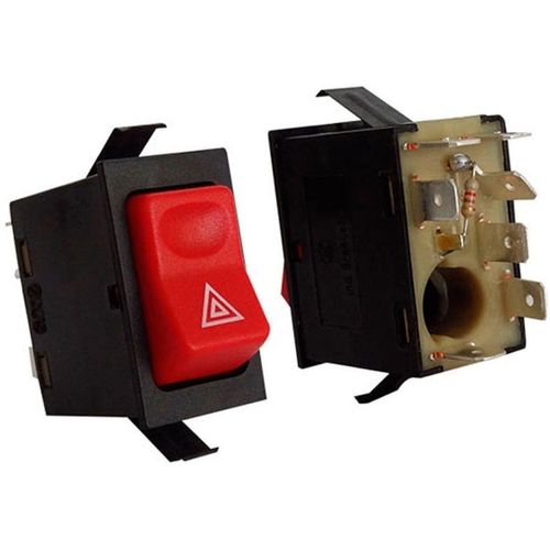 Tecla Aciona Pisca Alerta (Emergência) - Vermelho/Preto - 7 Pinos - MB Caminhões 70 a 90 - Ônibus 85 a 00 - Accelo 06 a 11 - Axor 05 a 11 - Ônibus