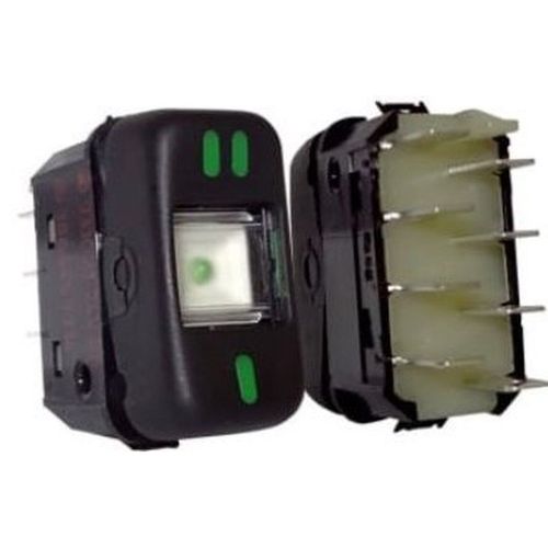 Tecla (Simples) - Preta - Led: Verde - 8 Pinos - 24V - 2 Posições - Sem Retorno - Agrale Ônibus - Marcopolo Ônibus - Ônibus