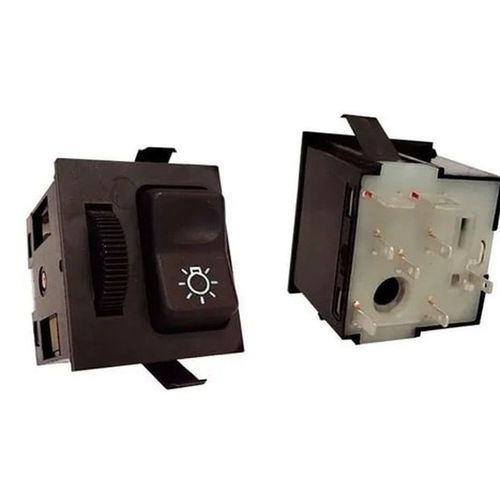 Tecla de Luzes - Preto - LED: Verde - 8 Pinos - 24V - Com Reostato - MB Caminhões 70 a 90 - Ônibus 85 a 00 - Accelo 06 a 11 - Axor 05 a 11 - Ônibus