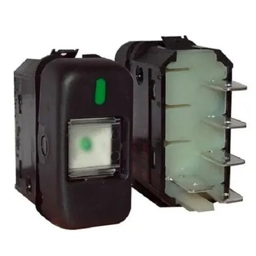 Tecla (Simples) - Preta - Led: Verde - 8 Pinos - 24V - 2 Posições - Com Retorno - Marcopolo Ônibus - Paradiso - Torino - Viaggio - Ônibus