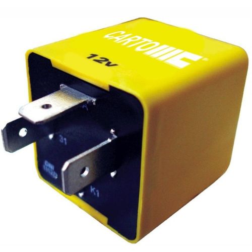 Relé do Pisca Alerta Para: Lanternas - Lâmpadas com LEDs Híbrido e Lâmpadas comuns - 3 Terminais: 31 - 49A - 49 - Potência: 120W - Tensão: 12V - Fixa
