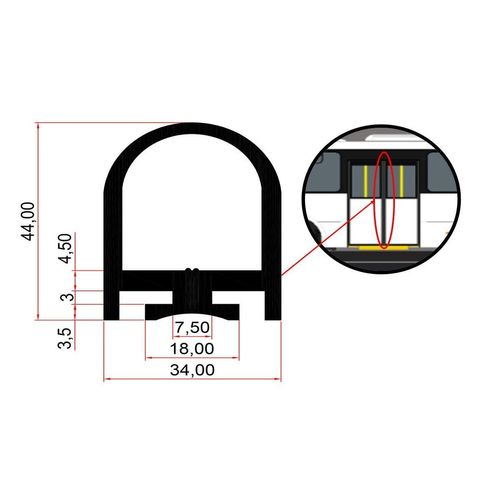 Borracha Entre Portas (Alta)/Barra com 2,45 Metros - Caio Induscar Ônibus - Apache - Mondego - Carolina - Millenium