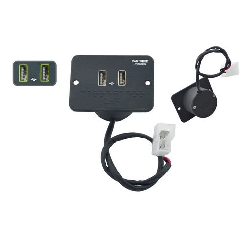 Carregador USB Bivolt - Potência: 12/24V - Amperagem: 1,5 Âmperes - 2 Saídas USB 5V - Ônibus - Caminhões - Vans