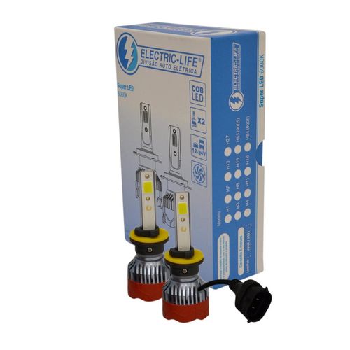Par de Lâmpadas Led: H27 10/30V 25W COB - Temp. De Cor: 6000K - Lumen:3000LM - Uso Geral